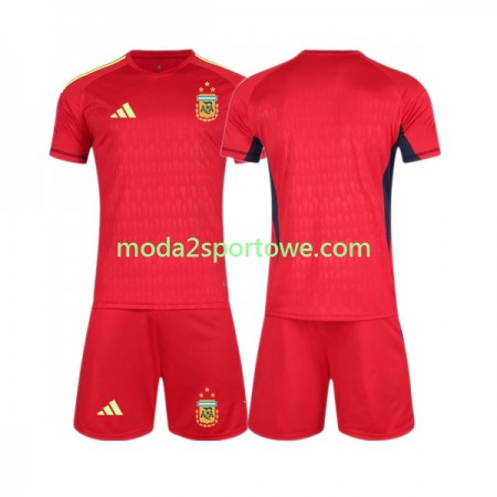 Koszulka Argentyna Bramkarska Dziecięcy Wyjazdowe Stroje Piłkarskie World Cup 2022 Krótki Rękaw